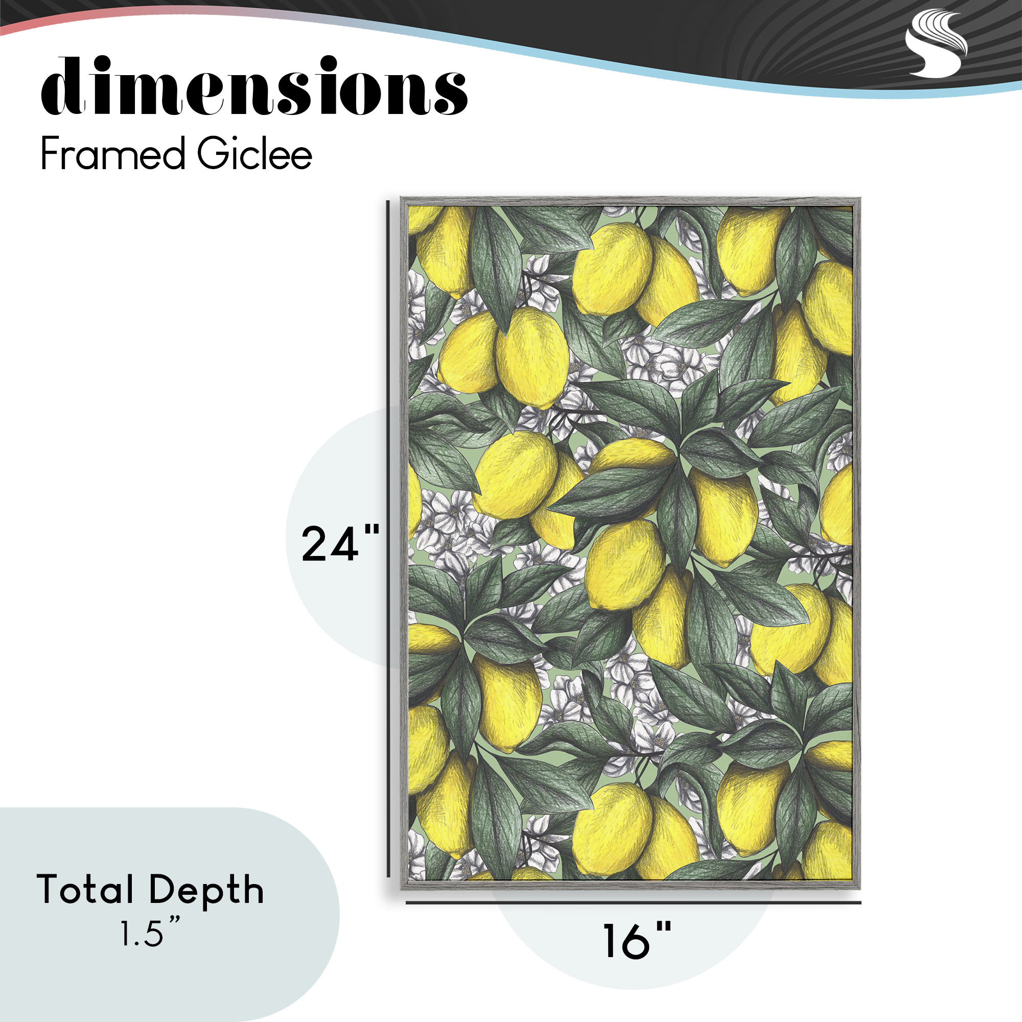 Under The Lemon Tree Gray Framed Giclee Art, design by Cecilia Battaini