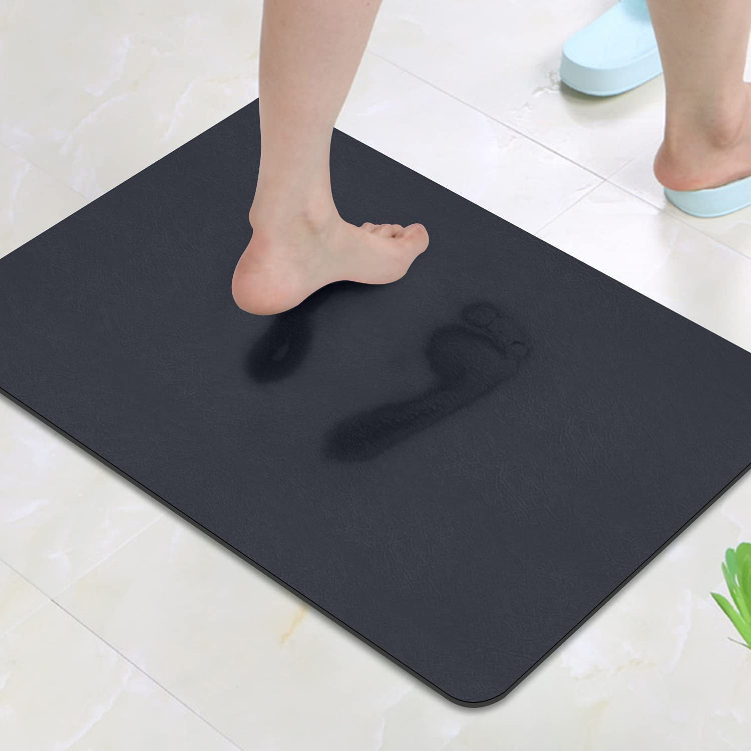 UltraThin Bathroom Rugs Mat, Washable Living Room Rugs Navy Blue