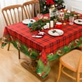 thumbnail image 4 of Christmas Rectangle Tablecloth - Red Tartan Checkered with Printed Xmas Candy Table Cloths, Washable Polyester Fabric Table Covers for Dining, Parties & Holiday Decor, 60 x 84 Inch, 4 of 6
