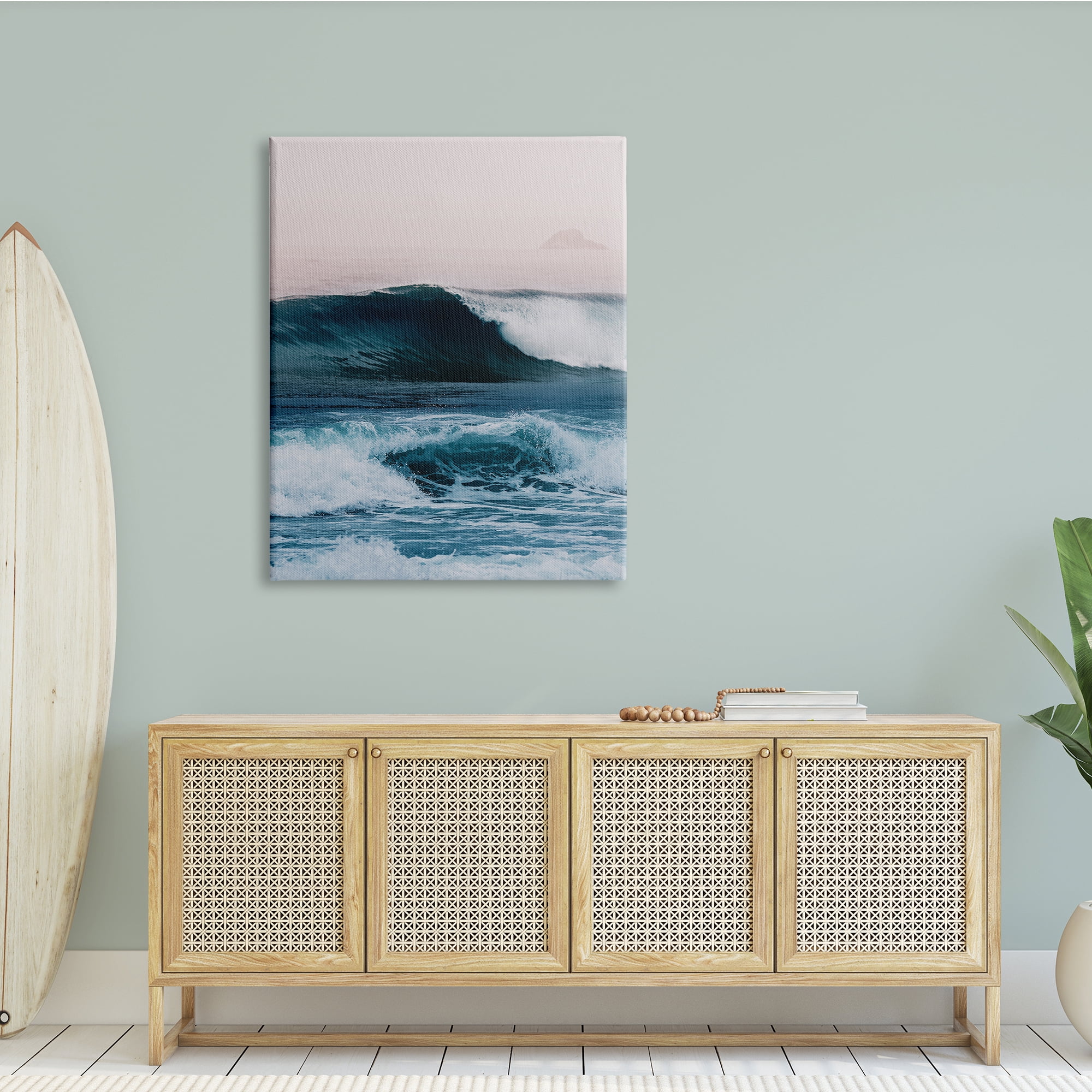 Stupell Indtries Crashing Surf Waves Ocean Beach Scene Distant Cliffs,36 x 48,Design by Ian Winstanley