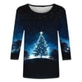 thumbnail image 4 of Up to 65 off!Lolmot Womens Fall Winter Shirts Christmas Crew Neck 3/4 Length Sleeve Tops Xmas Tree T-Shirts Holiday Graphic Tee Tops,S-5XL, 4 of 5