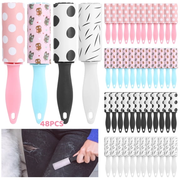 48 Pcs Mini Lint Rollers, Small Lint Removers, Portable Clothes Lint Rollers, Sticky Lint Removing Tools, Travel Size Lint Brushes for Pet Hair, Car Seat, Sofa, Furniture, Bedding