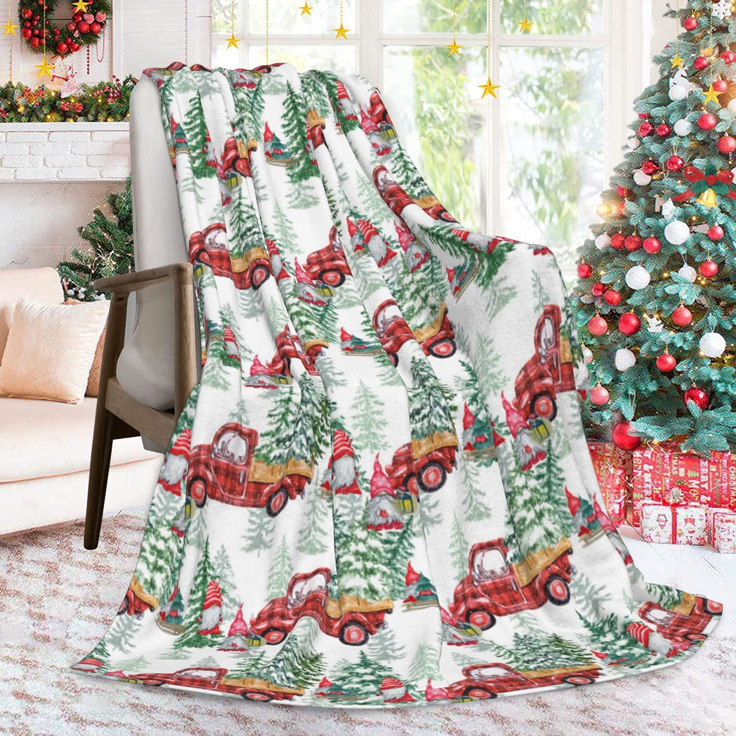 Christmas Throw Blanket for Couch Red Christmas Fleece Blanket Christmas  Holiday Blankets and Throws, 50x60 Inch 