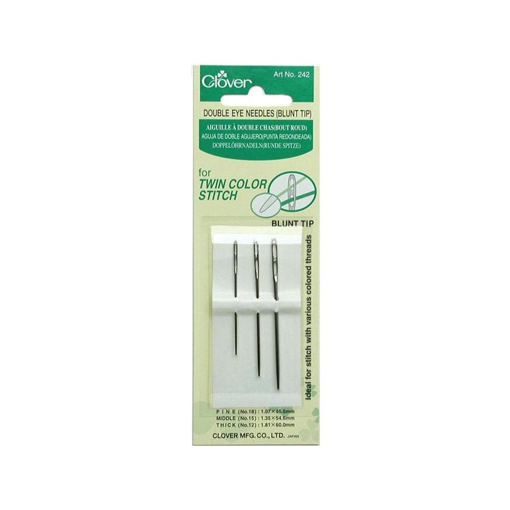 Clover Hand Needle Double Eye Blunt Tip 3pc
