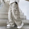 thumbnail image 2 of Mwjwdo Big Kids Boys Solid Functional Cargo Pants, Elastic Waist with Pockets, Comfortable Sports Casual Long Trousers Beige 7 Years, 2 of 9