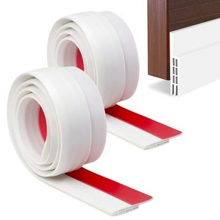 

SUNMON 2 Packs of Door Seal - 2 Width x 39 Length Draught Excluder Door Weather Stripping Rubber Door Draft Sweep Stopper for Soundproof and Keep Warm (White)