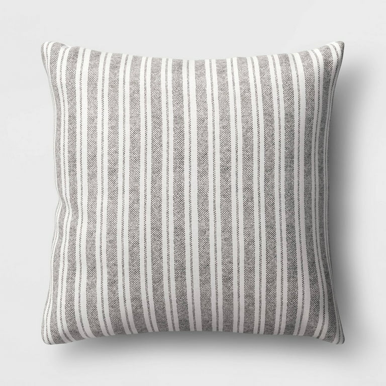Gray & Beige Striped Oversized Square Throw Pillow
