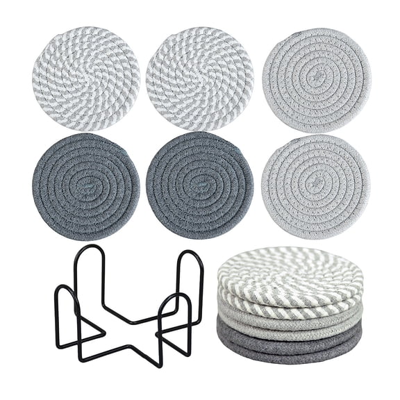 Lazebox Coasters Set of 6 for Drinks,Large Coasters for Coffee Table, Tabletop Protection for Hot & Cold Drinks, Versatile Coasters for Home Decor, Non-Slip & Easy to Clean, Coffee