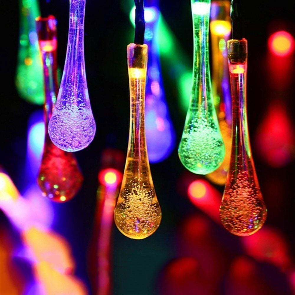 30 LED Solar Water Drop Fairy String Light For Xmas Party Garden Landscape 