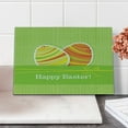 thumbnail image 2 of Easter Cutting Board, Colorful Eggs with Stripes on a Green Checkered Squares Background Banner, Decorative Tempered Glass Cutting and Serving Board, Small Size, Multicolor, by Ambesonne, 2 of 5