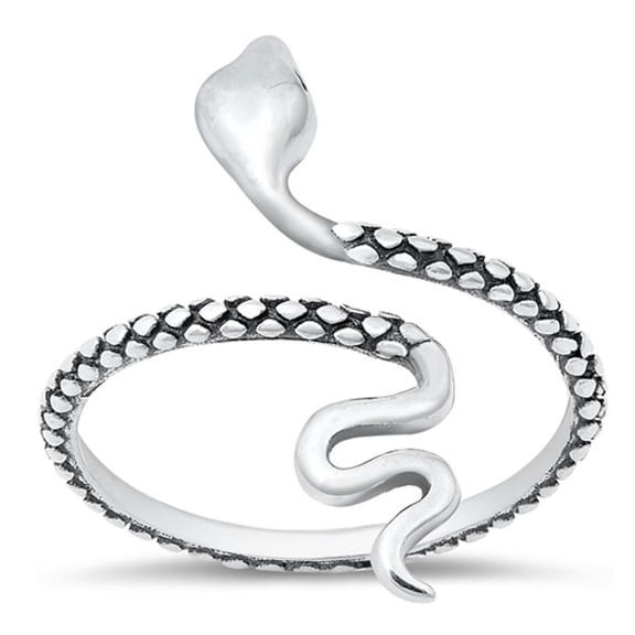 Rattlesnake Serpent Snake Ring .925 Sterling Silver Band Jewelry Female Male Unisex Size 8