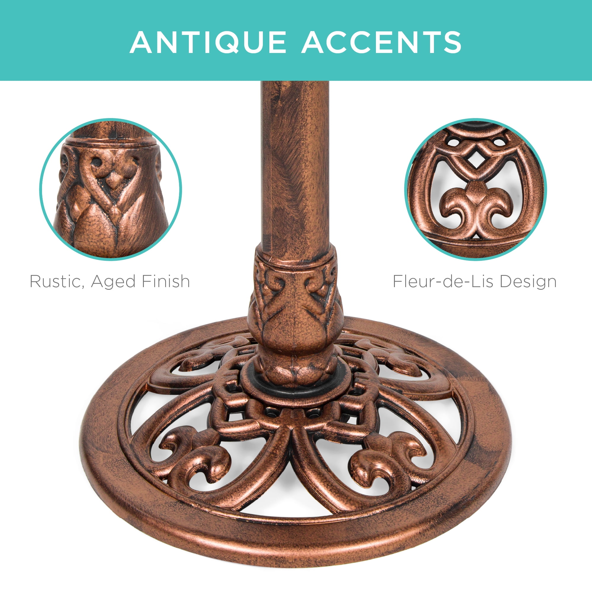 Best Choice Products Outdoor Rustic Pedestal Bird Bath Accent For Garden Yard W Fleur De Lis Accents Copper Walmart Com Walmart Com