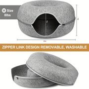 20 Inch, 24 Inch Donut Cat Bed, All Season Litter and Cat Cave, Cat Tunnel, Indoor Cat Hideout, Dark Gray, Light Gray Cat Tunnel Bed