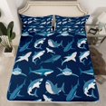 thumbnail image 2 of Feelyou Kid Navy Shark Full Size Sheets, Ocean Animal Wildlife Bed Sheets, 4pcs, 2 of 7
