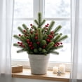 thumbnail image 6 of Christmas Artificial Flower Arrangement, Frosted Cedar Picks with Red Berries for Garden Home Living Room Balcony Decor, 6 of 8