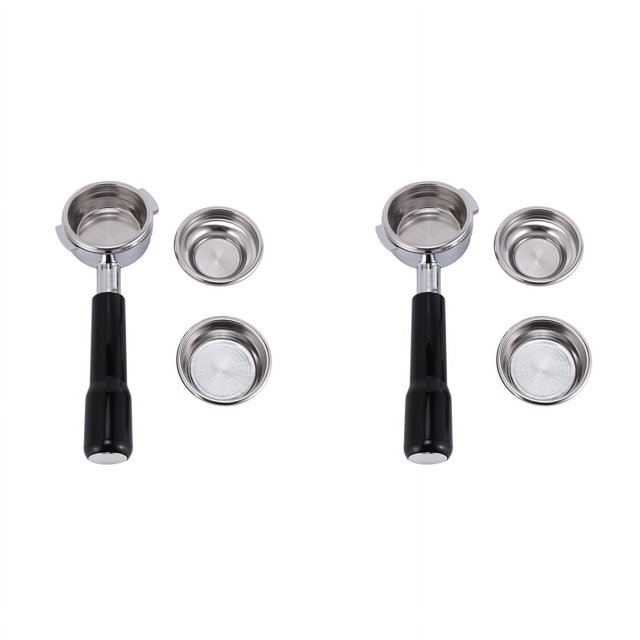 2 Pcs Machine à Café Espresso Professionnelle Sans Fond en Acier Inoxydable 58MM avec Filtre à Tasses Simples et Doubles