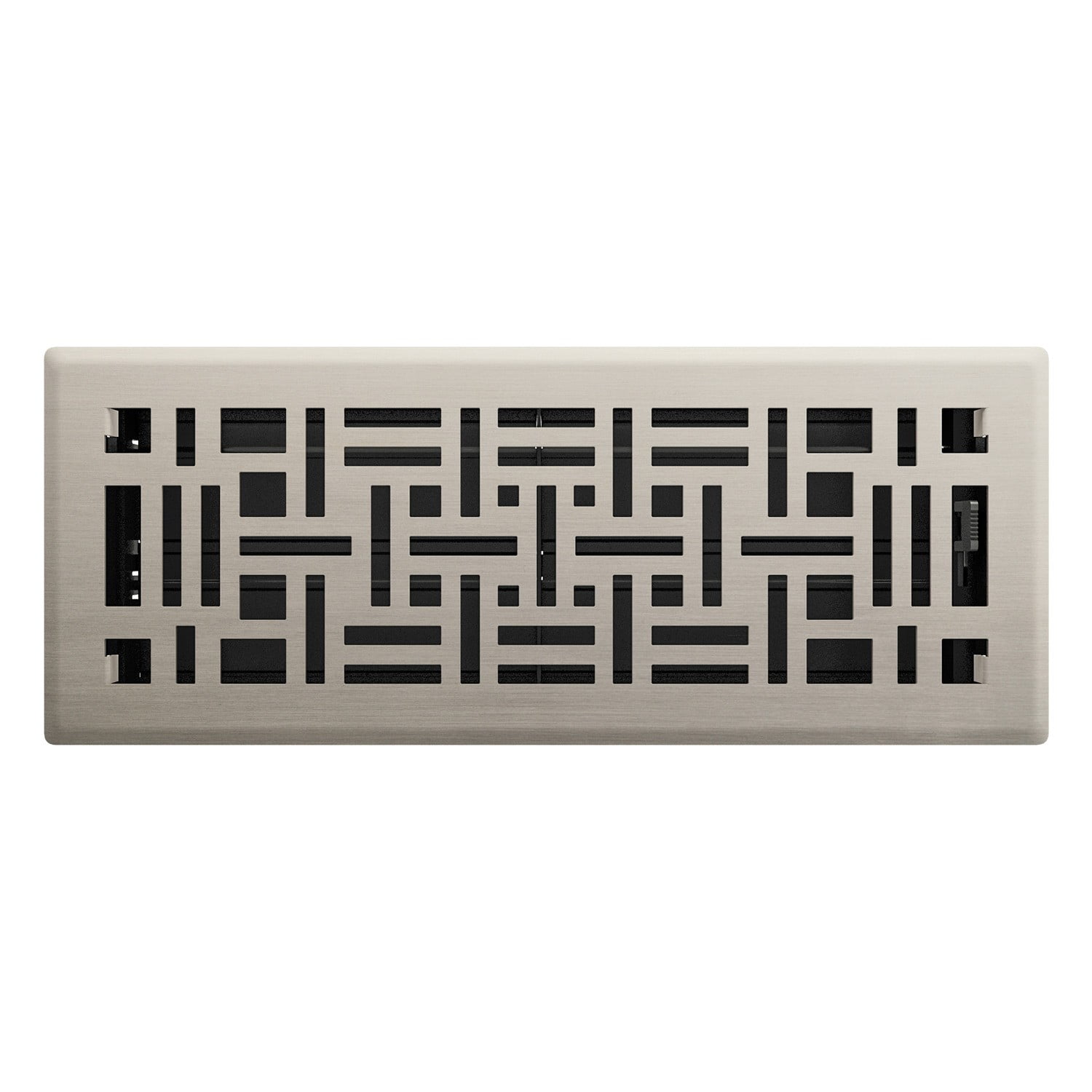 Imperial RG3253-B Brushed Nickel Arts & Crafts Design Louvered Floor Register - 4inch x 10inch Duct Opening