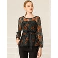 thumbnail image 2 of AllegK Blusas Tops Peplum De Encaje Semitransparente De ManLarCon CintuAnudaPaMujer Verde L, 2 of 6