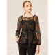 thumbnail image 2 of AllegK Blusas Tops Peplum De Encaje Semitransparente De ManLarCon CintuAnudaPaMujer Verde L, 2 of 6