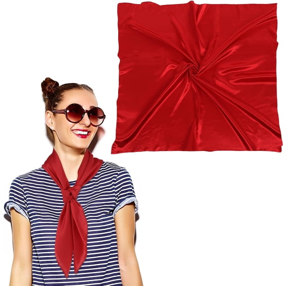 Square Silk Like Head Scarf: 23.6" silk-feeling scarf, suitable for fashion or sleepwear.