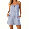 thumbnail image 2 of Sentmoon Jump Suits for Womens Dressy Sleeveless Womens Romper Striped Print Tie Regular Fit Spaghetti Strap Summer Vacation Outfits for Women for Work and Office S-3XL, 2 of 8