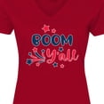 thumbnail image 4 of Inktastic 4th of July Boom Y'all with Red White and Blue Stars Women's V-Neck T-Shirt, 4 of 5