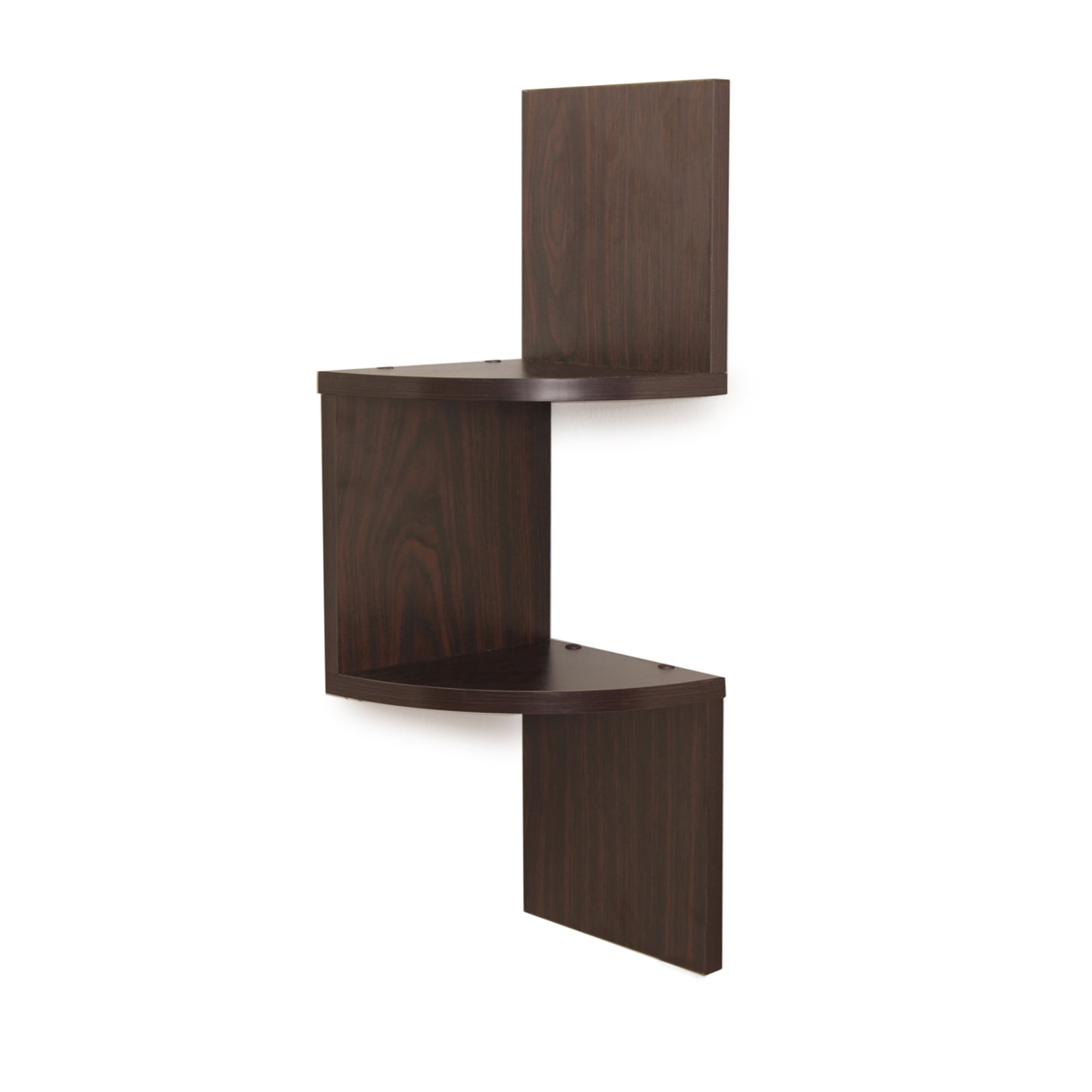 Danya B. Laminated Corner Shelf in Walnut Finish
