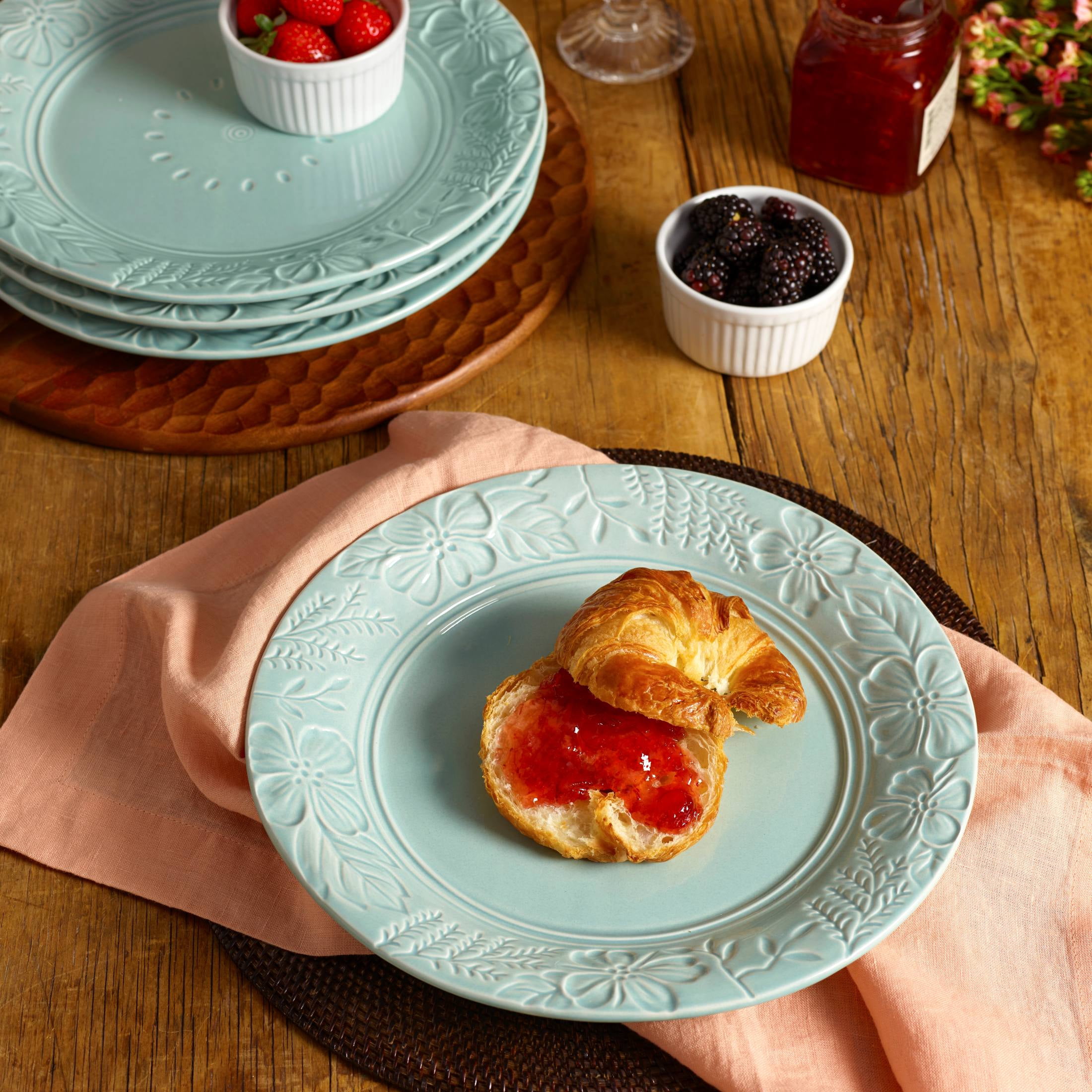 Fitz and Floyd English Garden Mint 11" Round Stoneware Dinner Plates (4 Count)