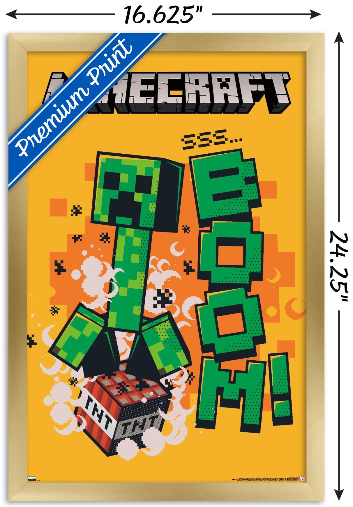 Minecraft - Creeper Boom Wall Poster, 14.725" x 22.375", Framed