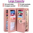 thumbnail image 2 of Ladies Leather Large Wallet Ladies Large Many Compartments, Women Wallet With 26 Card Compartments (Pink), 2 of 6