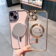 thumbnail image 4 of for iPhone 15 Plus Clear Magnetic Glitter Phone Cases [Compatible with Magsafe],Luxury Love Heart Plating Bling Gradient Sparkle Shockproof Cover for Women Girls,Square/Gold, 4 of 14