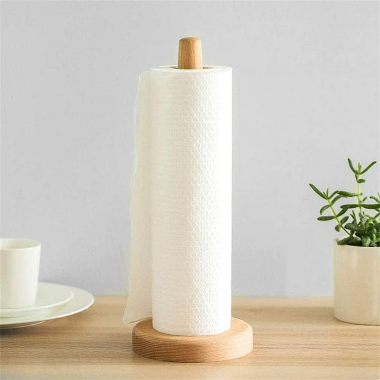 Smart Design Wood Paper Towel Holder - Fits Standard Size Paper Towel Rolls - Kitchen Countertop Stand, Bathroom Organizer RA