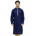 thumbnail image 1 of Atasi Blue Men's Cotton Kurta Pyjama Set Party Wear Festive Clothing Shirt-L, 1 of 6