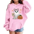 thumbnail image 2 of ZHOGXU Kids Halloween Boys Girls Hoodies With Pocket Long Sleeve Ghost Pumpkin Print Fashion Comfortable Sweatshirt For Casual Daily Wear Pink 11-12 Years, 2 of 4