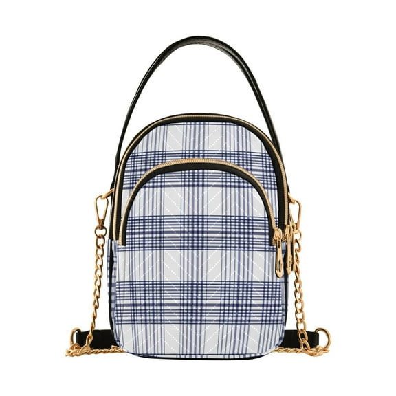 joogoo Women Checkered Retro Chain Crossbody Bags Shoulder Handbag Phone Purse