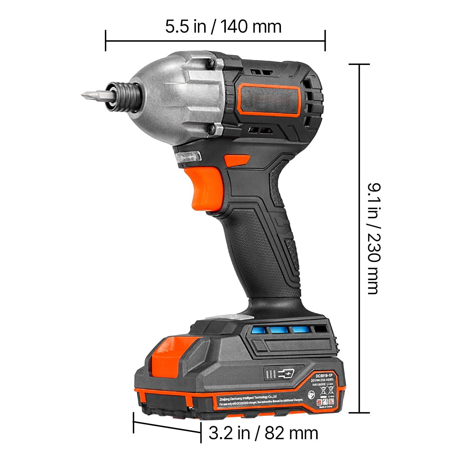 Cordless Impact Driver with Brushless Motor, 2800 RPM, 2213 in.lbs Torque, Dual 2.0Ah Batteries, LED Light, for DIY Assembly