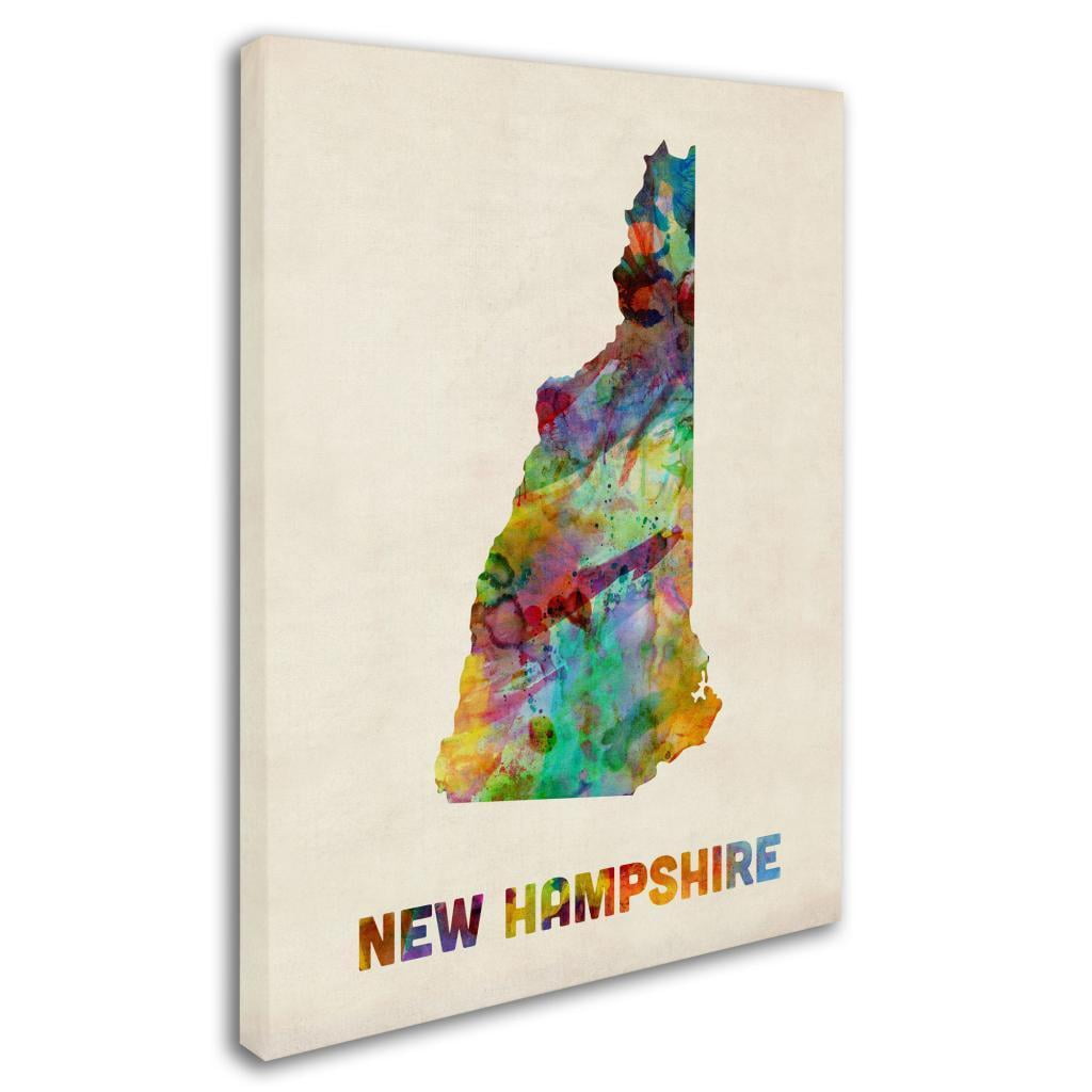 Trademark Fine Art "New Hampshire Map" Canvas Wall Art by Michael Tompsett