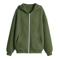 thumbnail image 4 of Lullu Toddler Girls Zip Up Hoodie Hooded Sweatshirt Kids Solid Basic Comfort Hoodies,Green, 4 of 4