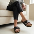 thumbnail image 4 of Cushionaire Leeds Sandals for Women, Slip On Big Buckle Slide Womens Sandals with Memory Foam Footbed, Comfortable Summer Footwear, 4 of 26