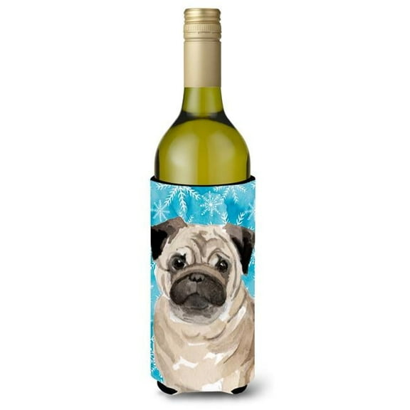 Fawn Pug Winter Wine Bottle Beverge Insulator Hugger