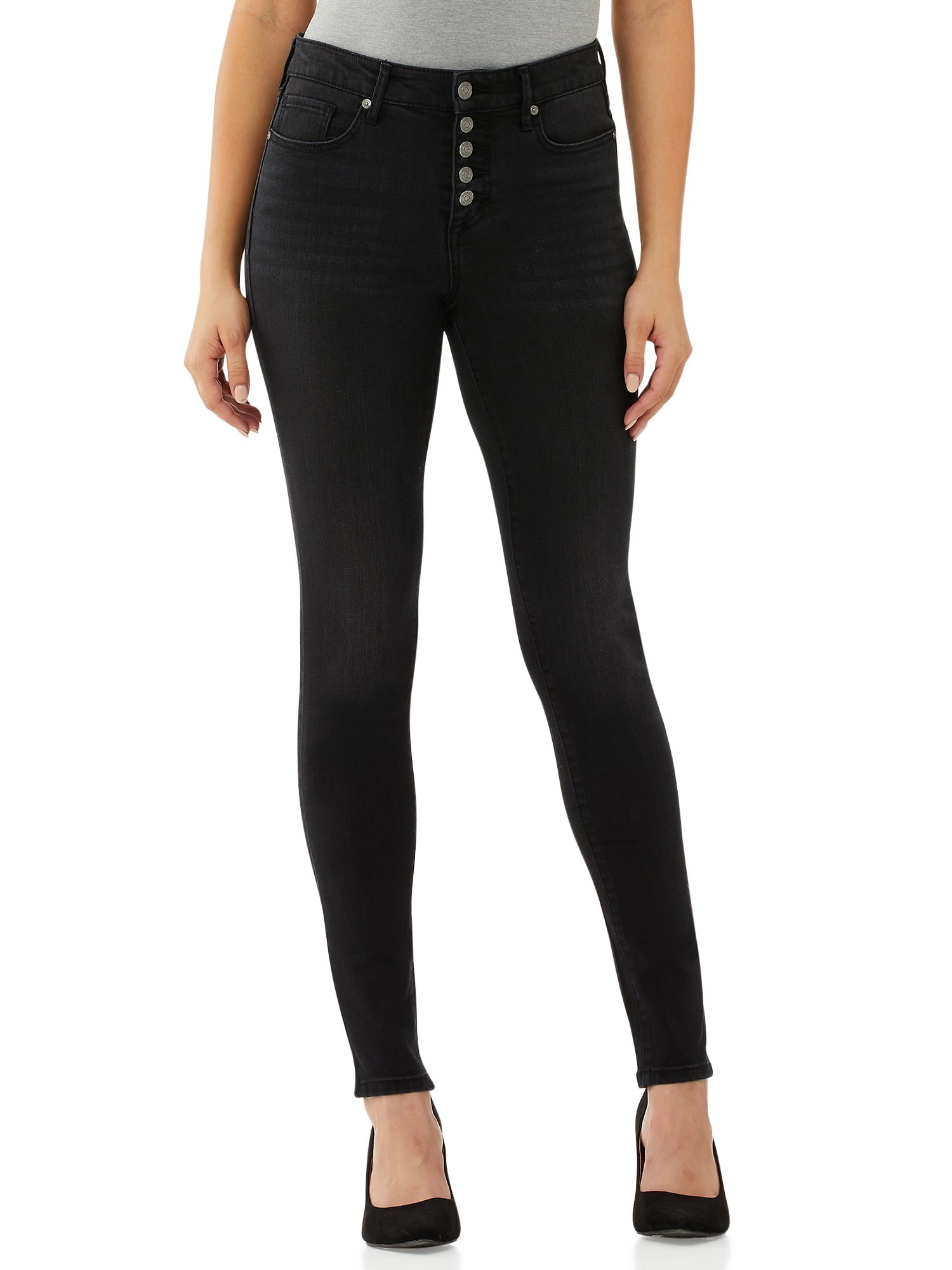 Scoop Women’s High-Rise Jeans with Button Fly - Walmart.com