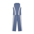 thumbnail image 5 of Maqroz 2 Piece Tracksuit for Women Sleeveless Mock Neck Crop Tops and High Waisted Straight Leg Pants with Side Stripes Athletic Workout Outfits for Running Yoga, 5 of 5