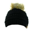 thumbnail image 4 of NYFASHION101 Exclusive Soft Stretch Cable Knit Faux Fur Pom Pom Beanie Hat - Black, 4 of 4