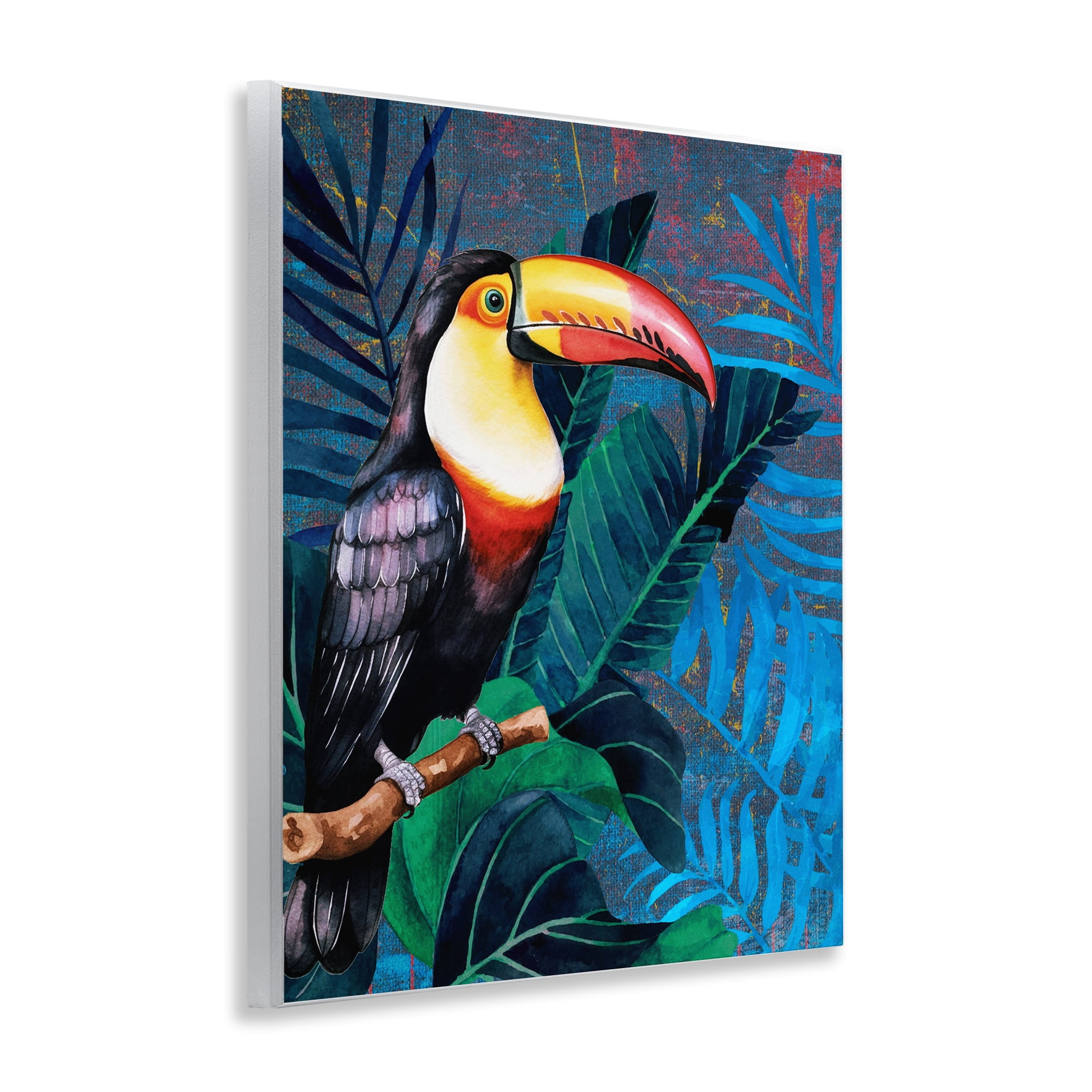 Stupell Industries Bright Toucan Among Leaves Animals Painting Unframed Art Print Wall Art, 11 x 14