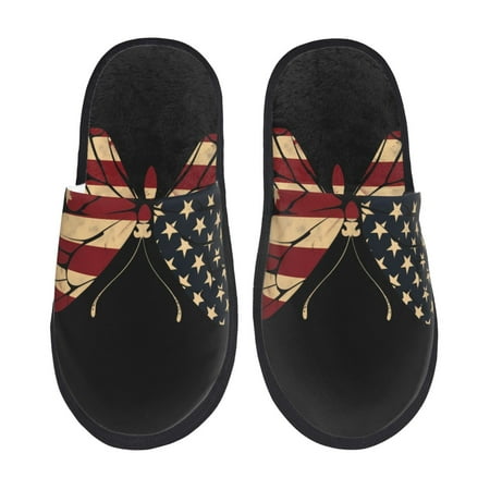 

Silkie Patriotic USA Butterfly Art Slippers for women and Men House Shoes for Unisex Indoor House Shoes-Large