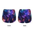 thumbnail image 3 of Balery Magic Colorful Forest Leaves Pattern Women's Running Shorts with Liner 2 Pockets Elastic Workout Athletic Gym Yoga Shorts-Small, 3 of 7