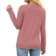 thumbnail image 4 of Resicozy Womens Long Sleeve V Neck Sweaters 2025 Fall Casual Plain Classic Soft Loose Fit Basic Pullover Top Pink XL, 4 of 4