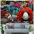 thumbnail image 4 of Fenyluxe Hippie Graffiti Tapestry for Bedroom, Hip Hop Music Rap Art Colorful Large Tapestries Wall Hanging College Dorm Living Room Office Cool Trippy 80s 90s Guys Mens Teen Boys Decor 60x50inch, 4 of 6