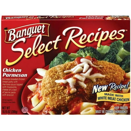 Banquet Select Recipes: Boneless Breaded Chicken Breast Patty With Marinara Sauce Topped With Mozzarella Cheese On A Bed of Penne Pasta With Broccoli Meal, 10.15 oz
