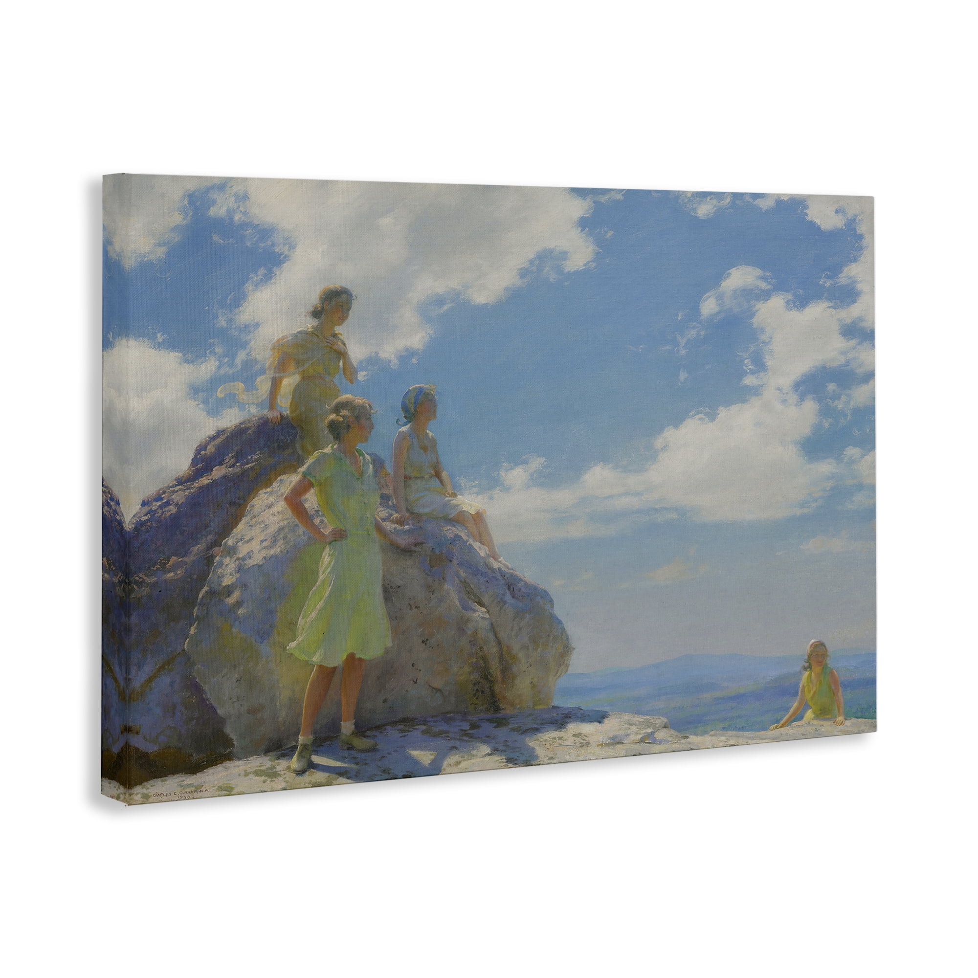 Stupell Industries Classical Family by Rocks People Painting Wrapped Canvas Art Print Wall Art, 24 x 16